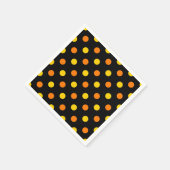 Serviette En Papier Design Orange Jaune Sur Fond Noir À Points (Coin)
