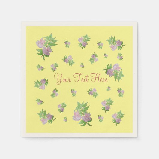 Serviette En Papier design original de jolies fleurs roses (Devant)