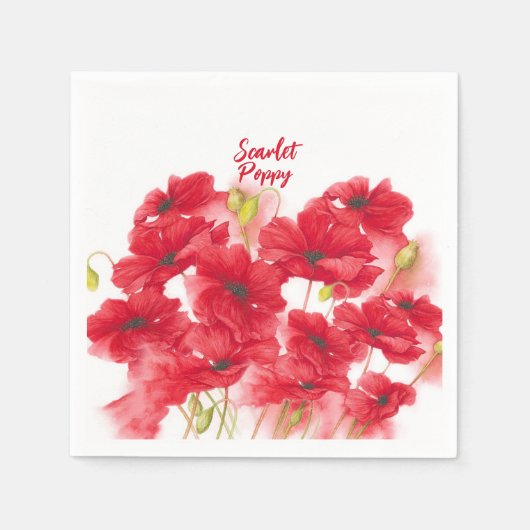 Serviette En Papier Design personnalisé Scarlet Poppy. (Devant)