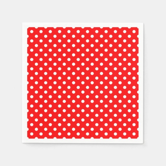 Serviette En Papier Design Pois blanc rouge (Devant)