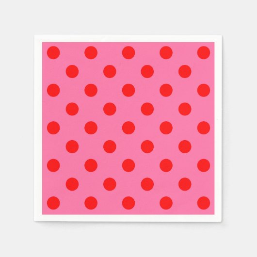 Serviette En Papier Design Pois rouge sur rose (Devant)