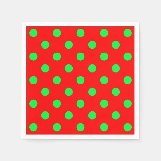 Serviette En Papier Design Pois vert Arrière - plan rouge (Devant)