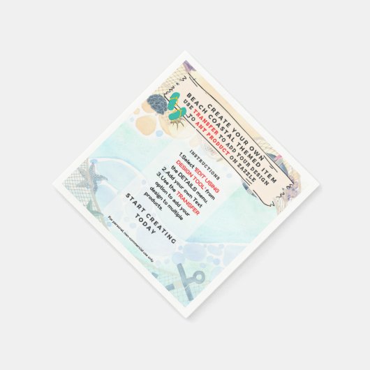 Serviette En Papier Design Propre Plage Côtière Nautique Partyware (Coin)