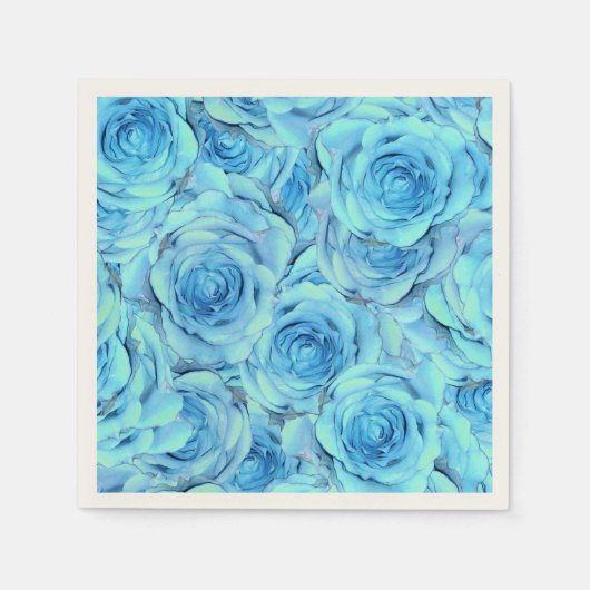 Serviette En Papier Design rose opulent dans le turquoise (Devant)