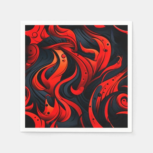 Serviette En Papier Design rouge et noir (Devant)