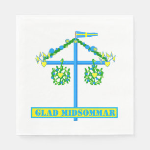 Serviette En Papier design scandinave, Personnalisé Glad midsommar