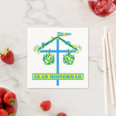 Serviette En Papier design scandinave, Personnalisé Glad midsommar (En situation)