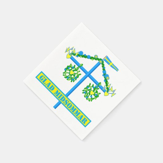 Serviette En Papier design scandinave, Personnalisé Glad midsommar (Coin)