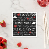 Serviette En Papier Design Valentin noir et blanc (En situation)