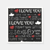 Serviette En Papier Design Valentin noir et blanc (Devant)