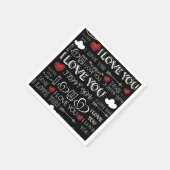 Serviette En Papier Design Valentin noir et blanc (Coin)