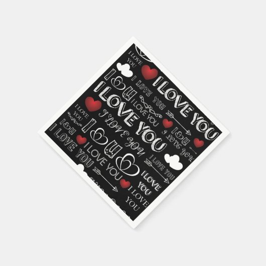 Serviette En Papier Design Valentin noir et blanc (Coin)
