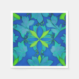 Serviette En Papier Design vintage bleu et vert onduleur