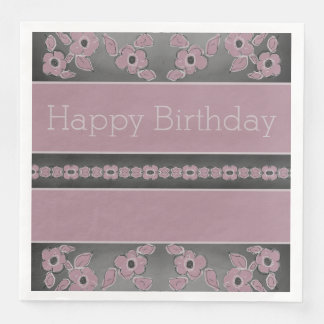 Serviette En Papier Designer Dark Grey Et Rose Plum