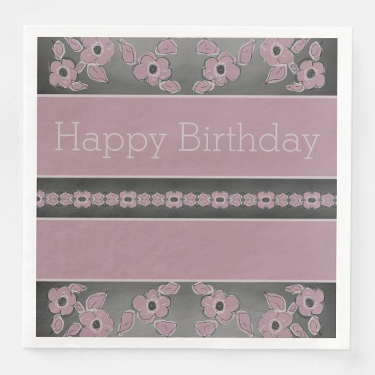 Serviette En Papier Designer Dark Grey Et Rose Plum (Devant)