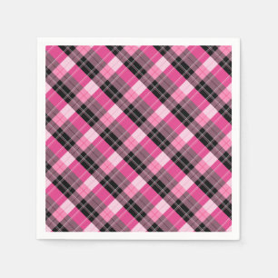 Serviette En Papier Designer plaid /tartan motif rose et noir