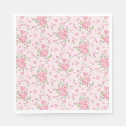 Serviette En Papier Dessert de fête floral fantaisie vintage rose (Devant)