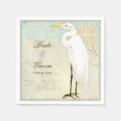 Serviette En Papier Dessert Réception Napkin Great Egret Coastal Beach (Devant)