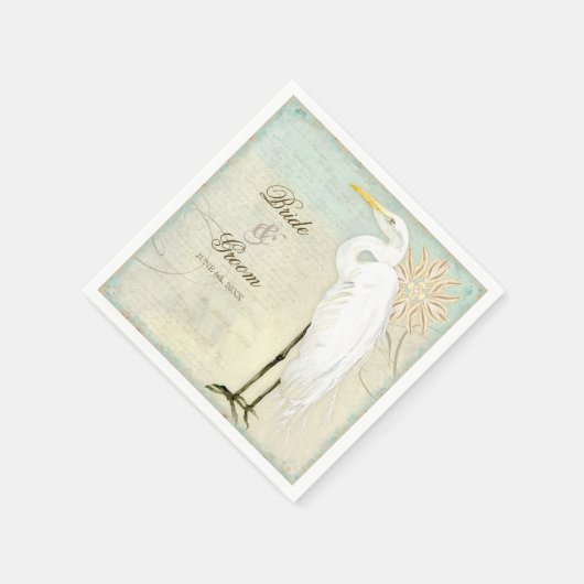 Serviette En Papier Dessert Réception Napkin Great Egret Coastal Beach (Coin)