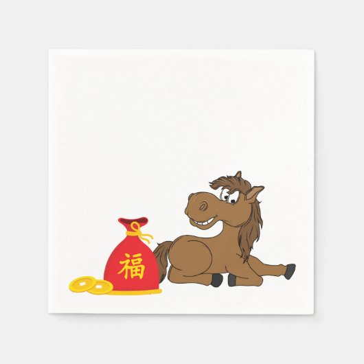 Serviette En Papier Dessin 2026 Nouvel An chinois du cheval (Devant)