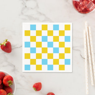 Serviette En Papier Dessin à carreaux jaune blanc bleu