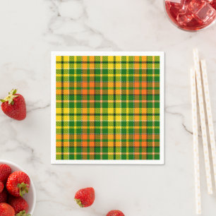 Serviette En Papier Dessin à carreaux Tartan vert jaune orange