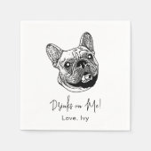 Serviette En Papier Dessin à la main de Chien à Chien Français Personn (Devant)