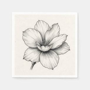 Serviette En Papier Dessin à l'encre de fleur botanique vintage en lig