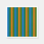 Serviette En Papier Dessin à rayures verticales vert orange bleu (Devant)