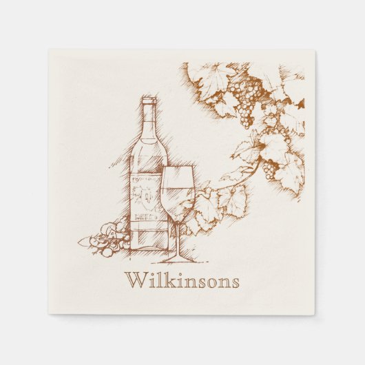 Serviette En Papier Dessin À Thème Vin (Devant)