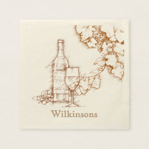 Serviette En Papier Dessin À Thème Vin