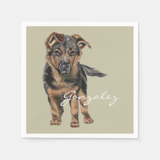 Serviette En Papier Dessin allemand Shepherd Puppy (Devant)