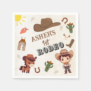 Serviette En Papier Dessin amusant Cowboy   Enfants Wild West Annivers