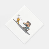Serviette En Papier Dessin amusant garçon et chien Jouer aller cherche (Coin)