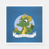 Serviette En Papier Dessin animé de dragon vert (Devant)