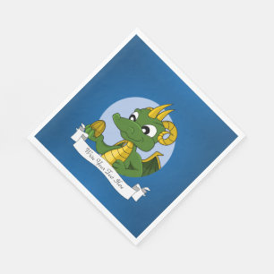Serviette En Papier Dessin animé de dragon vert