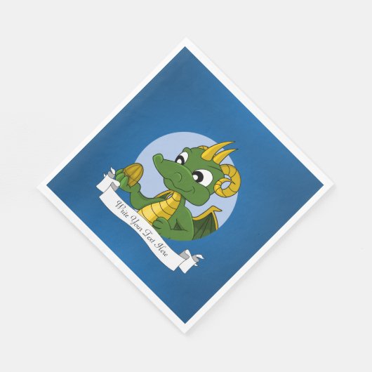 Serviette En Papier Dessin animé de dragon vert (Coin)