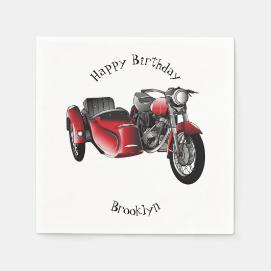 Serviette En Papier dessin animé de la moto Sidecar (Devant)