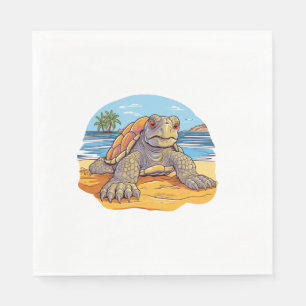 Serviette En Papier Dessin animé de tortue de plage