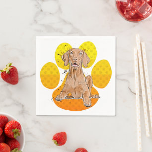 Serviette En Papier Dessin animé de Vizsla sur patte