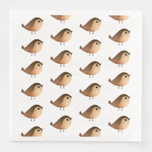 Serviette En Papier Dessin animé d'oiseau moineau mignon