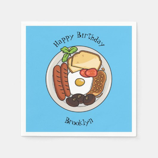 Serviette En Papier dessin animé du petit-déjeuner anglais (Devant)