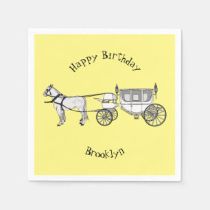 Serviette En Papier dessin animé mariage cheval & calèche
