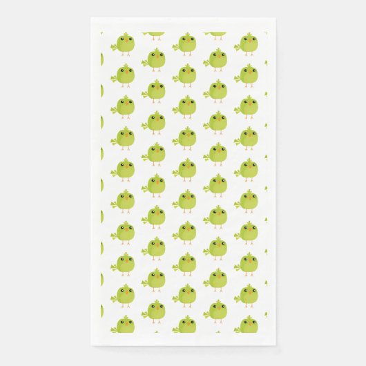 Serviette En Papier Dessin Animé Oiseau Vert (Devant)