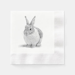 Serviette En Papier Dessin au crayon de lapin mignon