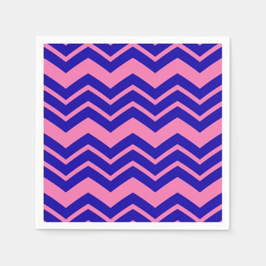 Serviette En Papier Dessin chevron zigzag rose bleu (Devant)