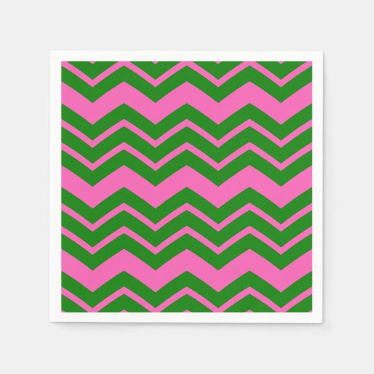 Serviette En Papier Dessin chevron zigzag vert rose  (Devant)