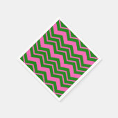 Serviette En Papier Dessin chevron zigzag vert rose  (Coin)