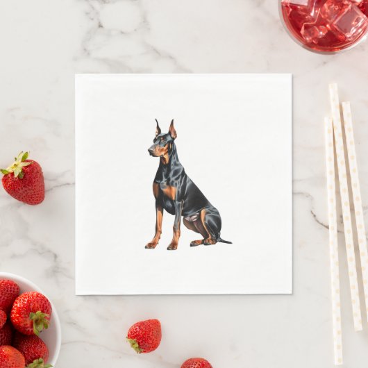 Serviette En Papier Dessin crayon couleur d'un Doberman Pinscher. Esse (En situation)
