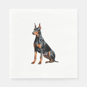 Serviette En Papier Dessin crayon couleur d'un Doberman Pinscher. Esse